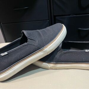 Keds Men’s Black Slip-On Canvas Loafers with White Sole